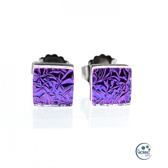 Boucles d'oreilles puces en verre dichroïque  