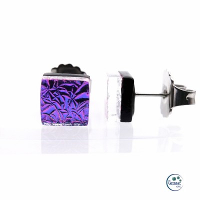 Boucles d'oreilles puces en verre dichroïque  