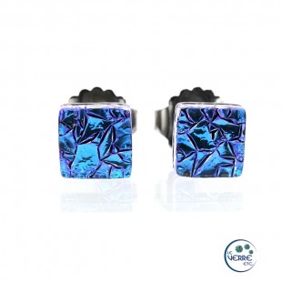 Boucles d'oreilles puces en verre dichroïque  