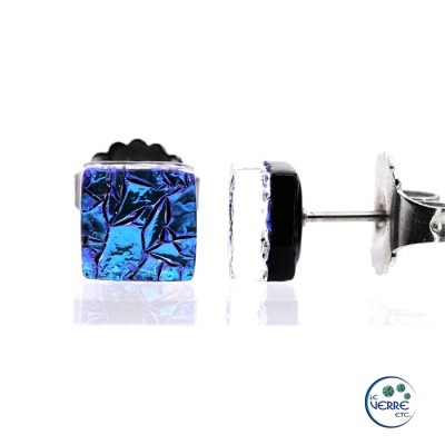 Boucles d'oreilles puces en verre dichroïque  