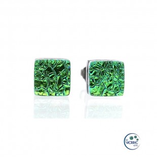 Boucles d'oreilles puces en verre dichroïque  