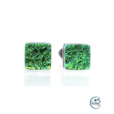Boucles d'oreilles puces en verre dichroïque  