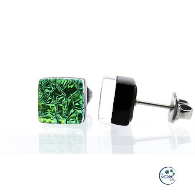 Boucles d'oreilles puces en verre dichroïque  