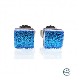 Boucles d'oreilles puces en verre dichroïque  