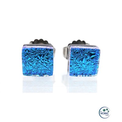 Boucles d'oreilles puces en verre dichroïque  