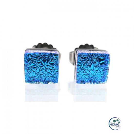 Boucles d'oreilles puces en verre dichroïque  