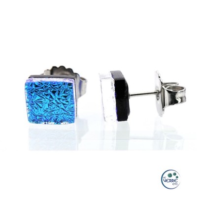Boucles d'oreilles puces en verre dichroïque  