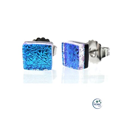 Boucles d'oreilles puces en verre dichroïque  