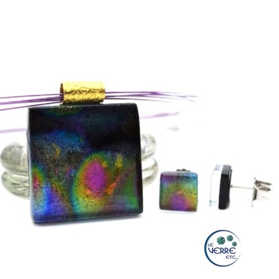 Pendentif & Boucles d'oreilles en verre...