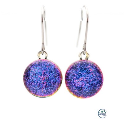 Boucles d'oreilles pendantes en verre dichroïque 