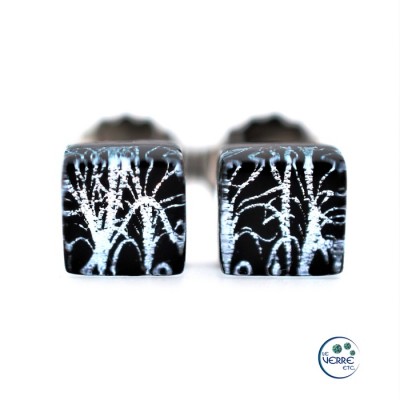 Boucles d'oreilles puces en verre dichroïque  
