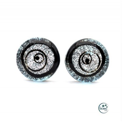 Boucles d'oreilles puces en verre dichroïque  