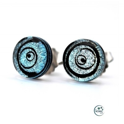 Boucles d'oreilles puces en verre dichroïque  