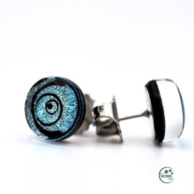 Boucles d'oreilles puces en verre dichroïque  