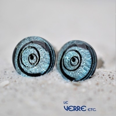 Boucles d'oreilles puces en verre dichroïque  