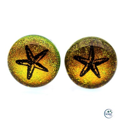 Boucles d'oreille en verre dichroïque avec...