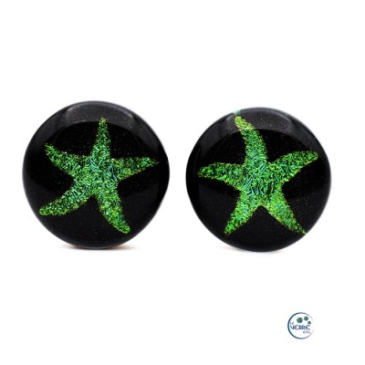 Boucles d'oreille en verre dichroïque (étoile de...