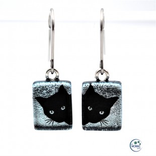 Boucles d'oreilles en verre dichroïque ( chat )