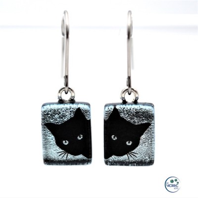 Boucles d'oreilles en verre dichroïque ( chat )