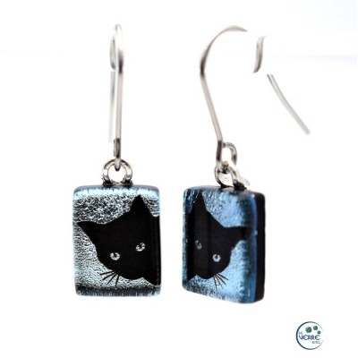 Boucles d'oreilles en verre dichroïque ( chat )