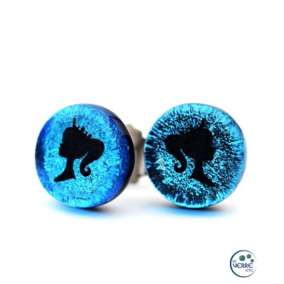 Boucles d'oreille en verre dichroïque (camée)