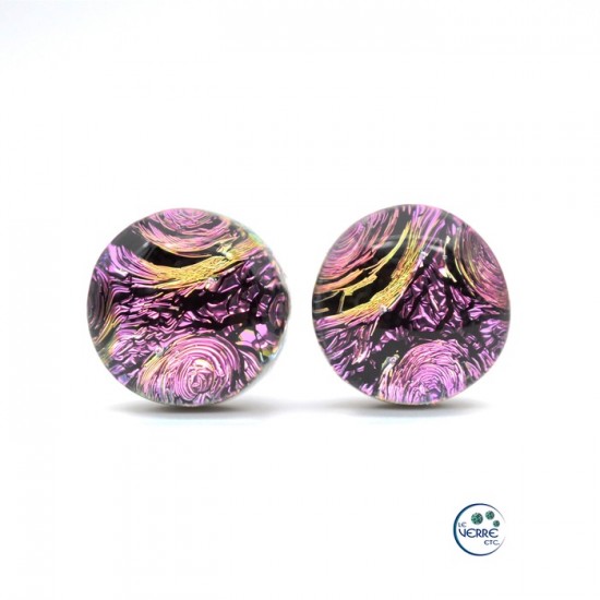 Boucles d'oreilles puces en verre dichroïque 