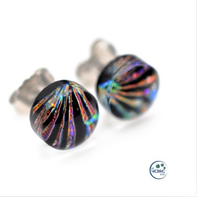 Boucles d'oreilles puces en verre dichroïque 
