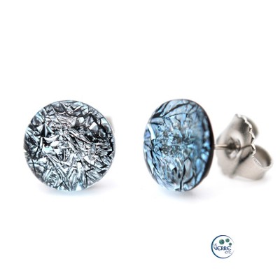 Boucles d'oreilles puces en verre dichroïque  