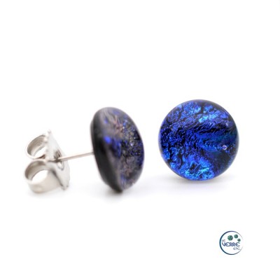 Boucles d'oreilles puces en verre dichroïque 