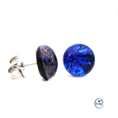 Boucles d'oreilles puces en verre dichroïque 