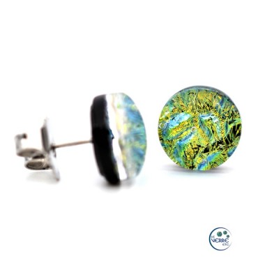Boucles d'oreilles puces en verre dichroïque 