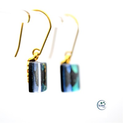 Boucles d'oreilles en verre dichroïque ( chat )