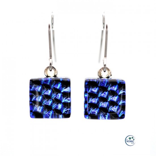 Boucles d'oreilles pendantes en verre dichroïque 