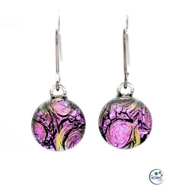Boucles d'oreilles pendantes en verre dichroïque 