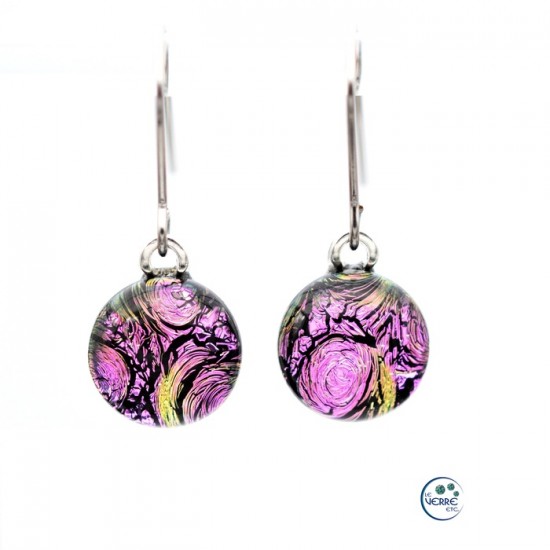 Boucles d'oreilles pendantes en verre dichroïque 