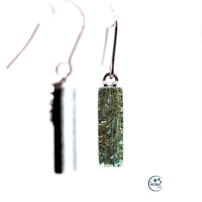 Boucles d'oreilles pendantes en verre dichroïque 
