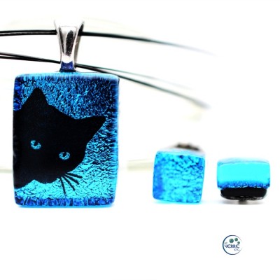 Pendentif & Boucles d'oreilles en verre...