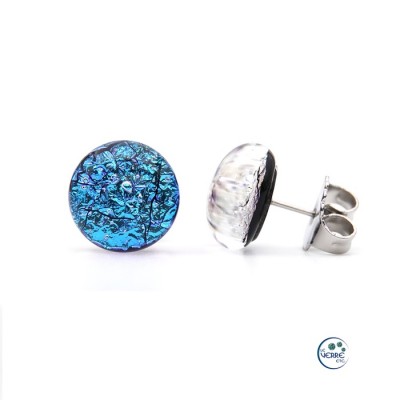 Boucles d'oreilles bleues craquelées