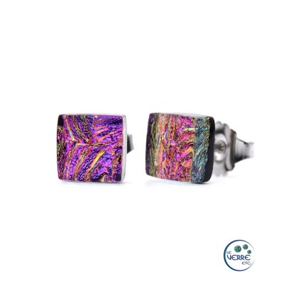 Boucles d'oreilles en verre, puces carrés