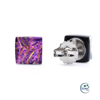 Boucles d'oreilles en verre, puces carrés