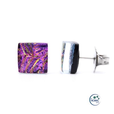 Boucles d'oreilles en verre, puces carrés