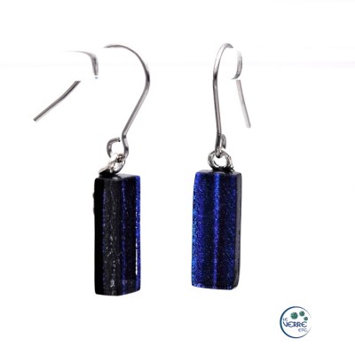 Boucles d'oreilles en verre dichroïque dégradé de bleus