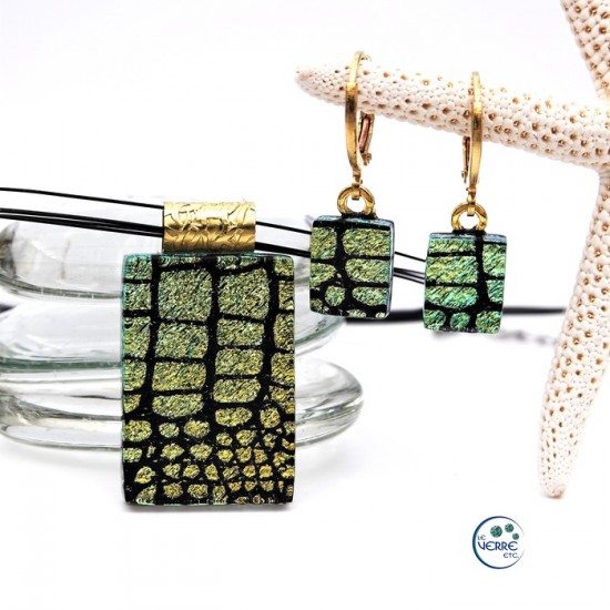Pendentif & Boucles d'oreilles en verre dichroïque