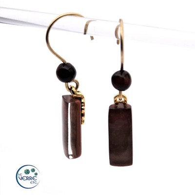 Boucles d'oreilles en verre fusion dans les tons de brun