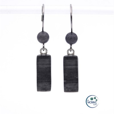 Boucles d'oreilles en verre fusion, tons de gris