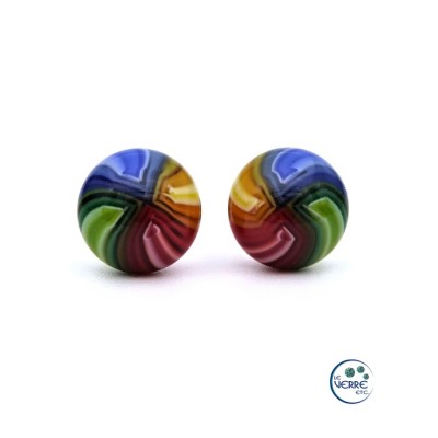 Boucles d'oreilles sur tiges, torsade de couleurs