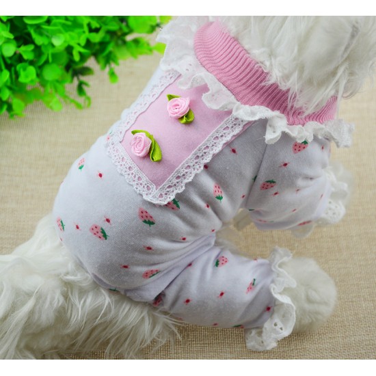 Pyjama Fraise et Dentelle pour chien