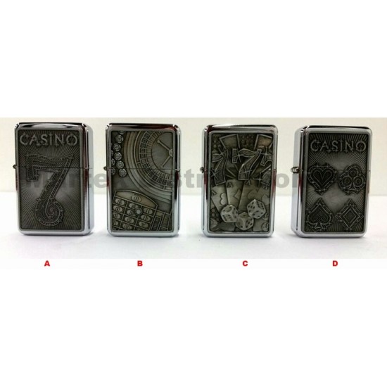 Briquet Casino, emblème en métal brossé