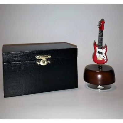 Mini guitare électrique rouge boite musical 5 pouces