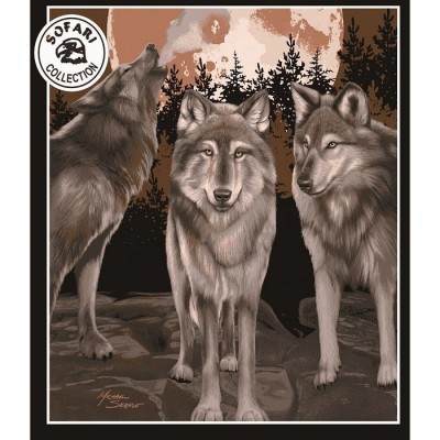 Couverture Trois Loups sous la lune en peluche